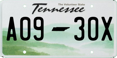 TN license plate A0930X