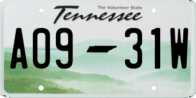 TN license plate A0931W