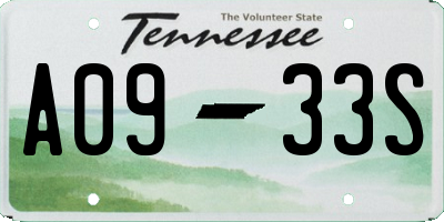 TN license plate A0933S