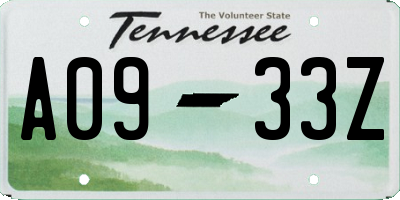 TN license plate A0933Z