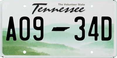 TN license plate A0934D