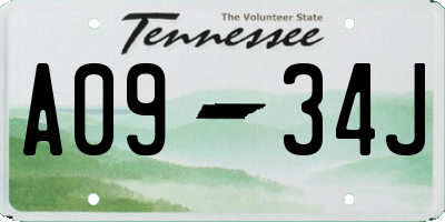 TN license plate A0934J