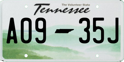 TN license plate A0935J