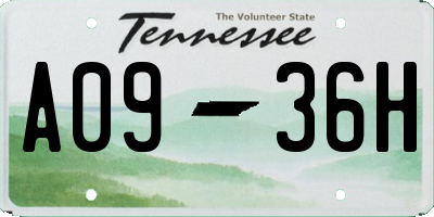 TN license plate A0936H
