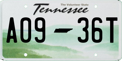 TN license plate A0936T