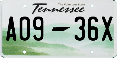 TN license plate A0936X