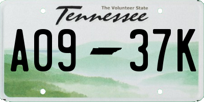 TN license plate A0937K