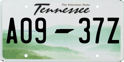 TN license plate A0937Z