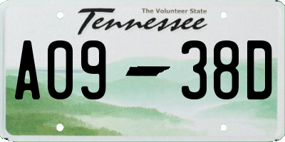 TN license plate A0938D