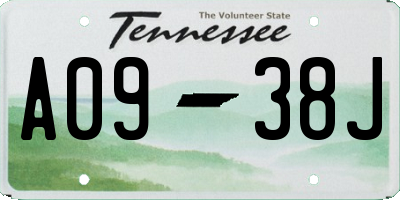 TN license plate A0938J