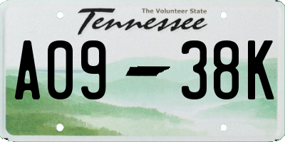 TN license plate A0938K