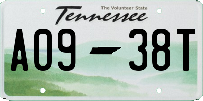 TN license plate A0938T