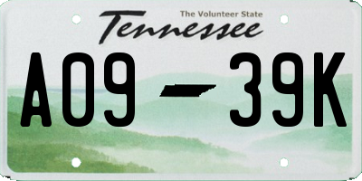 TN license plate A0939K