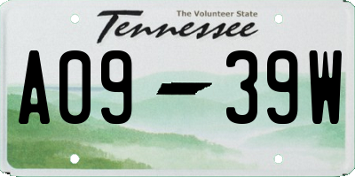 TN license plate A0939W