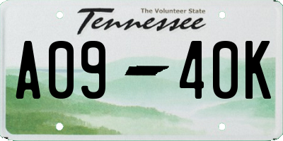 TN license plate A0940K