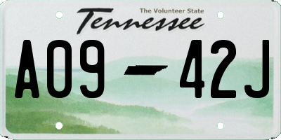 TN license plate A0942J
