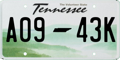 TN license plate A0943K