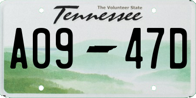 TN license plate A0947D