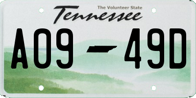 TN license plate A0949D