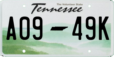 TN license plate A0949K