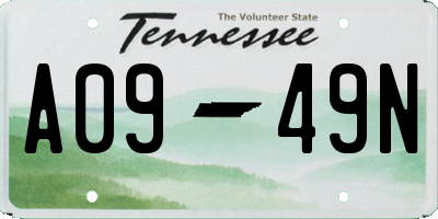 TN license plate A0949N