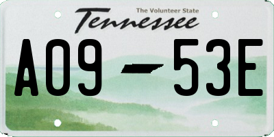TN license plate A0953E