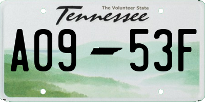 TN license plate A0953F