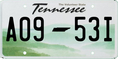 TN license plate A0953I