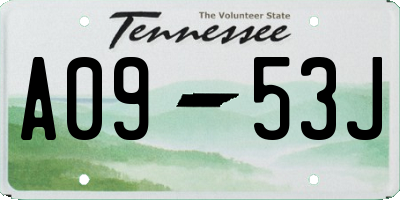 TN license plate A0953J