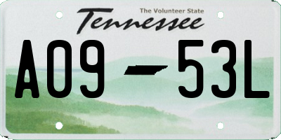 TN license plate A0953L