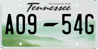 TN license plate A0954G