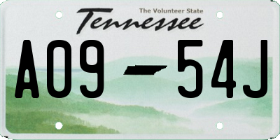 TN license plate A0954J