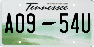 TN license plate A0954U