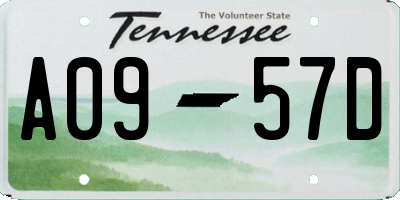 TN license plate A0957D