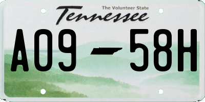TN license plate A0958H