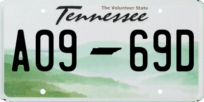 TN license plate A0969D