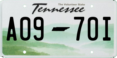 TN license plate A0970I