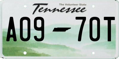 TN license plate A0970T