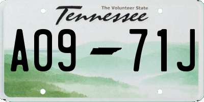 TN license plate A0971J