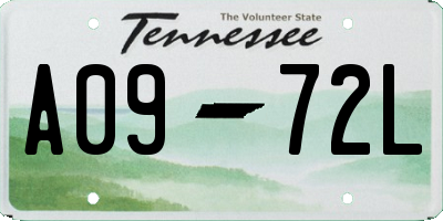 TN license plate A0972L