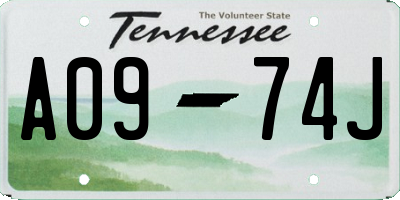 TN license plate A0974J