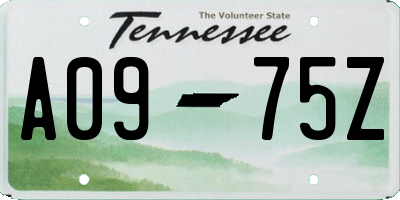 TN license plate A0975Z