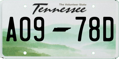 TN license plate A0978D