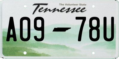 TN license plate A0978U