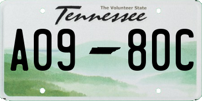 TN license plate A0980C