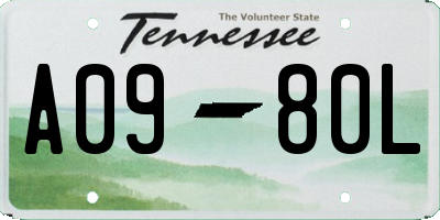 TN license plate A0980L