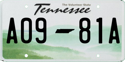 TN license plate A0981A