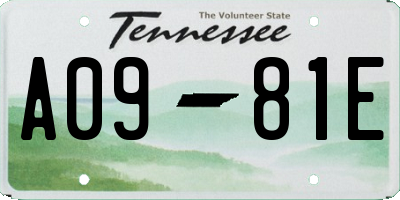 TN license plate A0981E
