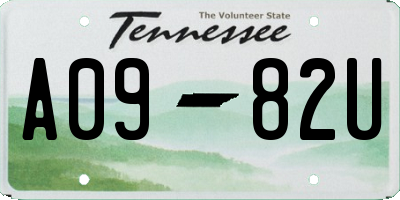 TN license plate A0982U