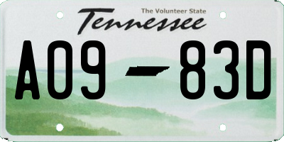 TN license plate A0983D
